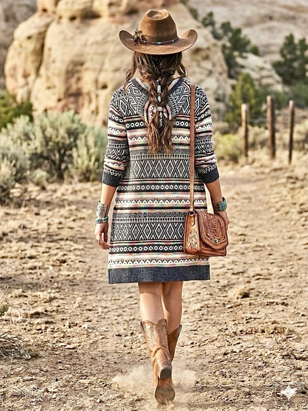 Aztec Southwestern boho open front cardigan w prairie Country southwestern vibe